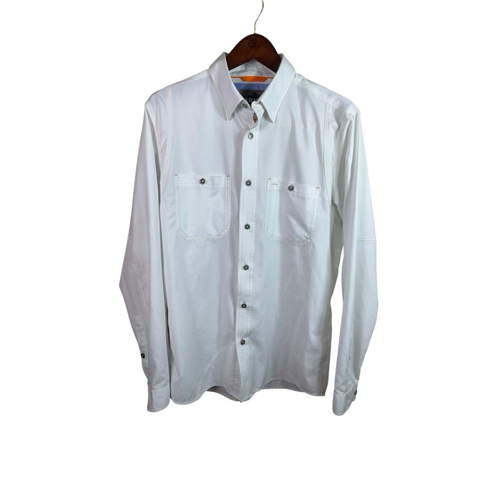 Orvis Shirt Mens Medium Tall White Open Air Button Up Active Fit Vent